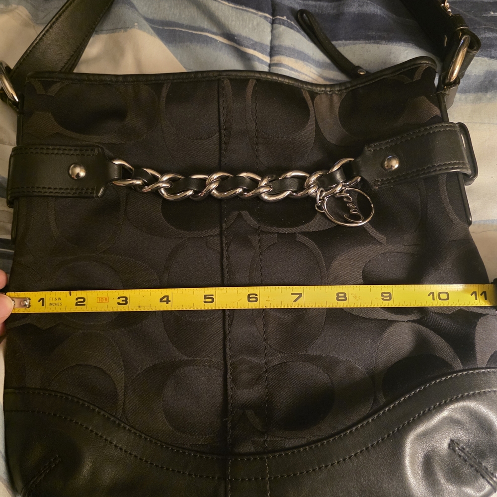 Coach Black Shoulder Bag with Chain Detail